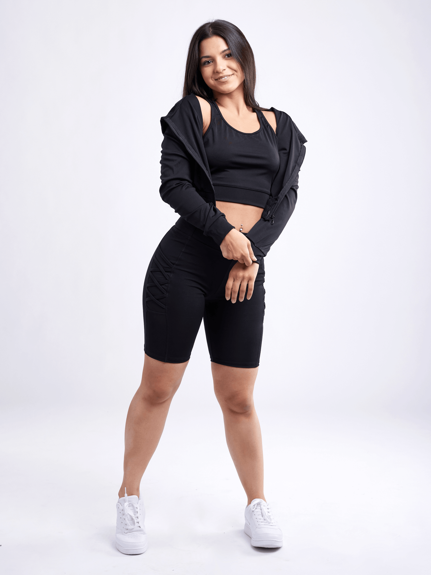 JupiterGear High-Waisted Workout Shorts with Pockets & Criss Cross Des