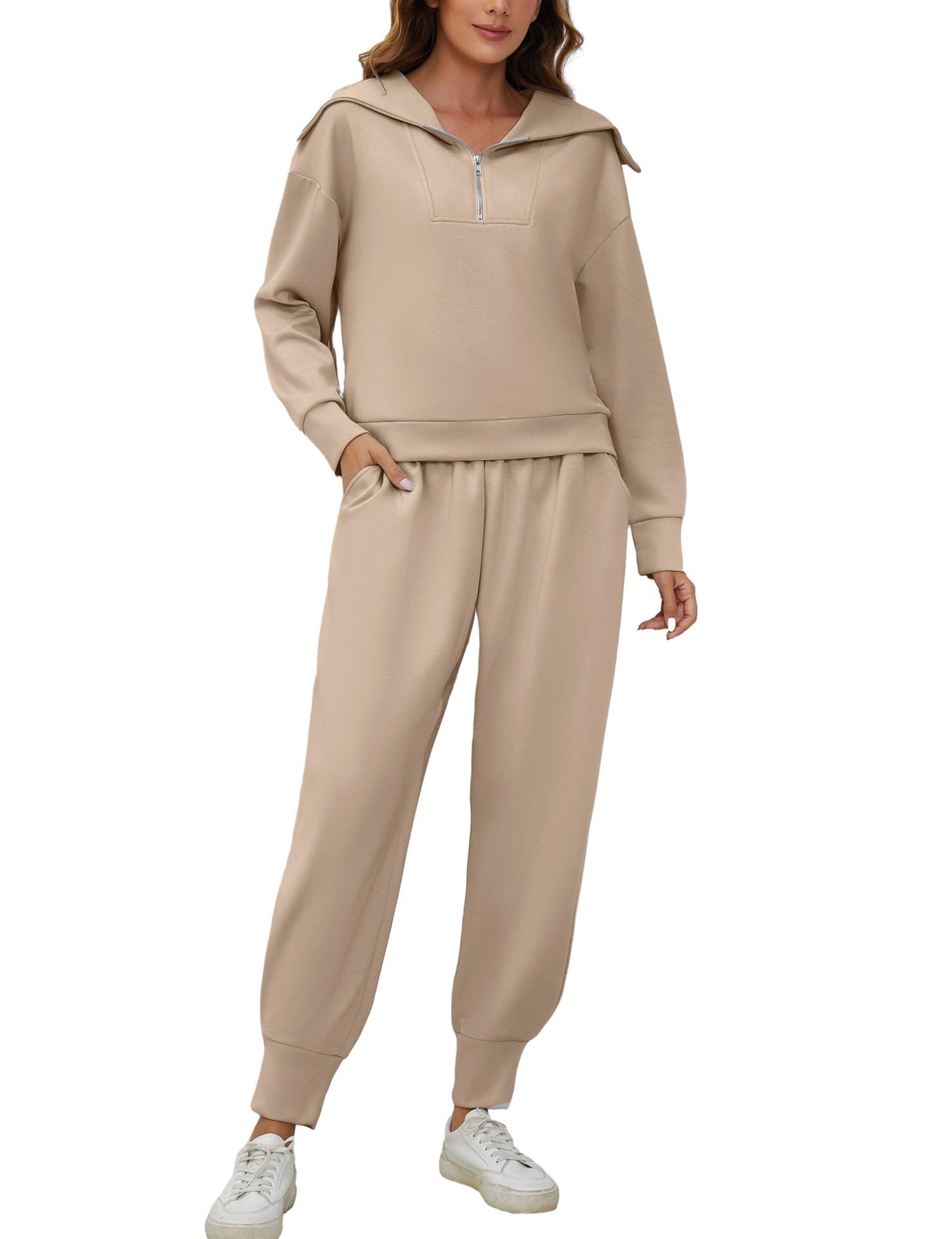 Urban Lounge 2-Piece Set – Long-Sleeve Lapel Top & High-Waist Pants