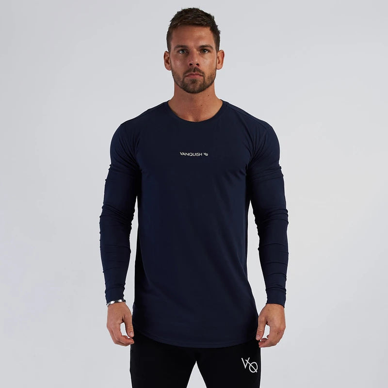 Men's muscle workout sports long-sleeved T-shirt in various colors for running and training
