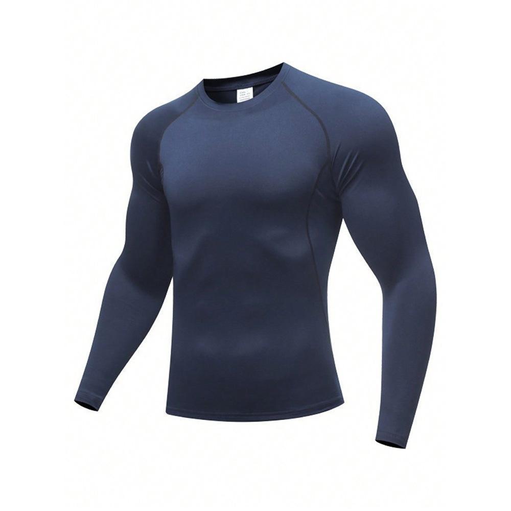 Men's long-sleeve tight-fitting muscle-fit athletic workout T-shirt in various colors and sizes