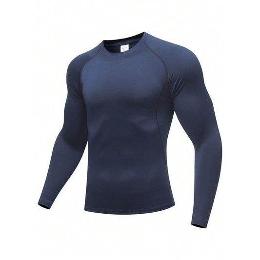 Men's long-sleeve tight-fitting muscle-fit athletic workout T-shirt in various colors and sizes