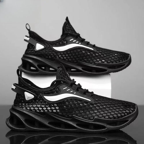 Men's Lace-up Sneakers Mesh Sports Shoes Fashion Hollow-sole Low Top