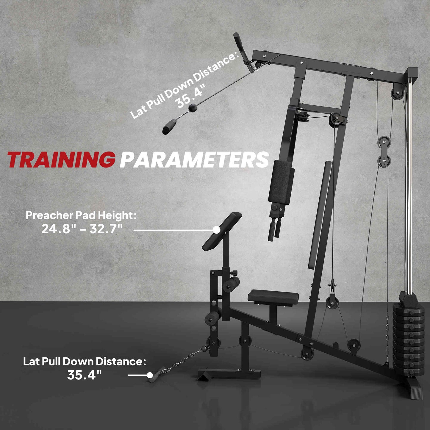 Multifunction Home Gym System, Workout Station with 99Lbs Weight Stack, for Full Body Exercise