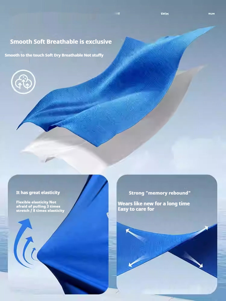 Close-up of blue fabric showcasing air-layer technology