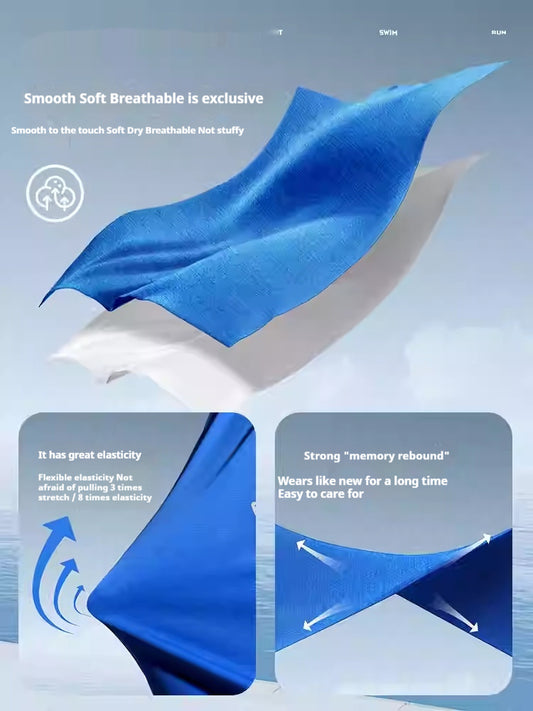 Close-up of blue fabric showcasing air-layer technology