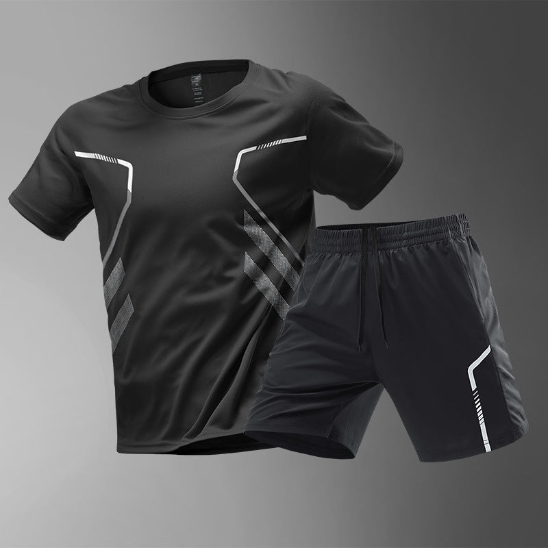 Black Ice Silk sports suit with a sleek color block pattern.