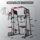 Smith Machine Home Gym, 2200 Lbs Power Rack Cage with Cable Crossover, Weight Bar, 360° Landmine, Barbell Holders and Other Attachments, Total Body Strength Training Cage