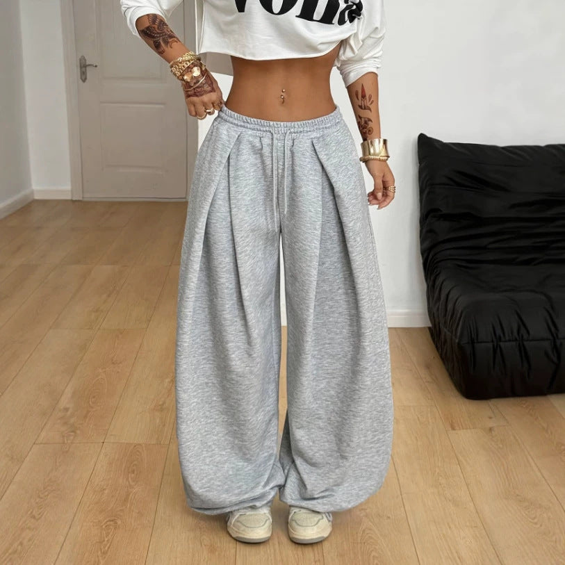 Women's pleated wide-leg sweatpants, photo 1