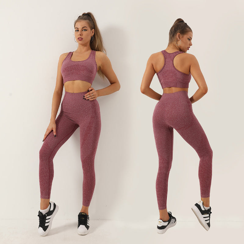 Women's seamless crop top and high-waist leggings set, product detail 2