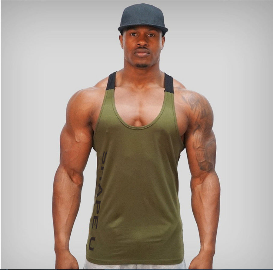 Men’s Sports Tank – Breathable U‑Neck Contrast Training Wear