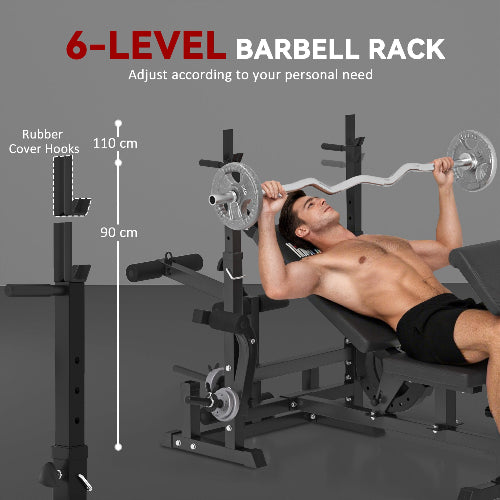 6‑in‑1 Adjustable Weight Bench with Leg Extension & Preacher Curl