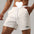 Men's black workout shorts with stretch and padding, mid-waist cotton casual shorts