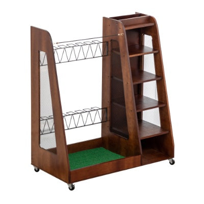 Heritage Wood Golf Bag Organizer – Premium 2-Bag Storage Rack