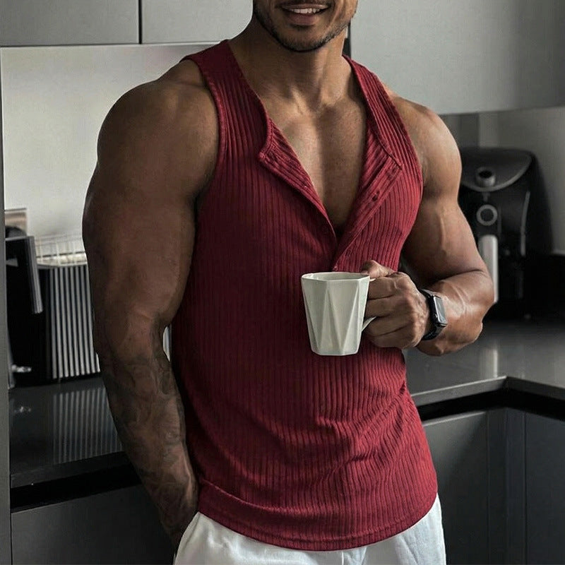 Premium Multi-Button Ribbed Fitness Shirt for Men - GearUp