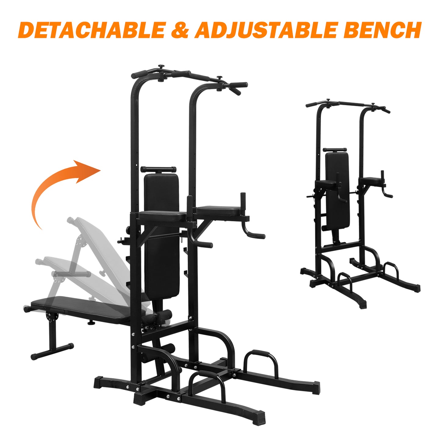 Power Tower with Bench – Heavy‑Duty Pull Up & Dip Station, Adjustable Multi‑Function Fitness Rack