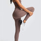 Dark Brown Solid Color Sports Bra and High Waist Leggings Active Set