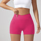 V-waist Stretch Yoga Workwear, Pocket Button Tight Pants, Women's Peach Hip Running And Fitness Shorts