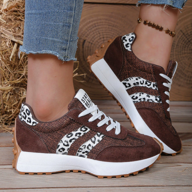 Breathable Platform Sneakers - Women’s Striped Walking Shoes