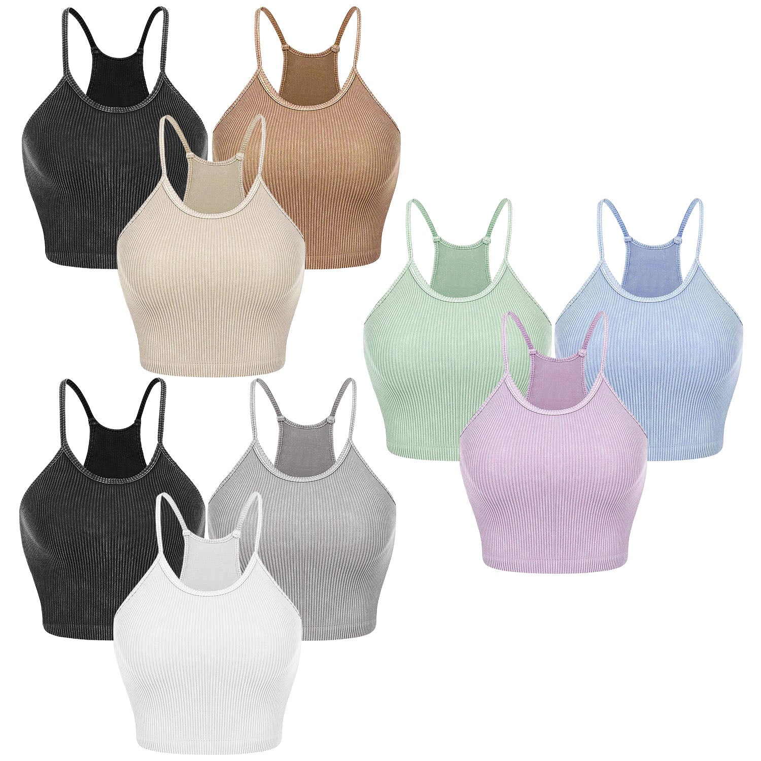 Women’s Summer Ribbed Knit Crop Tank Tops – 3‑Pack, Stretchy & Machine‑Washable