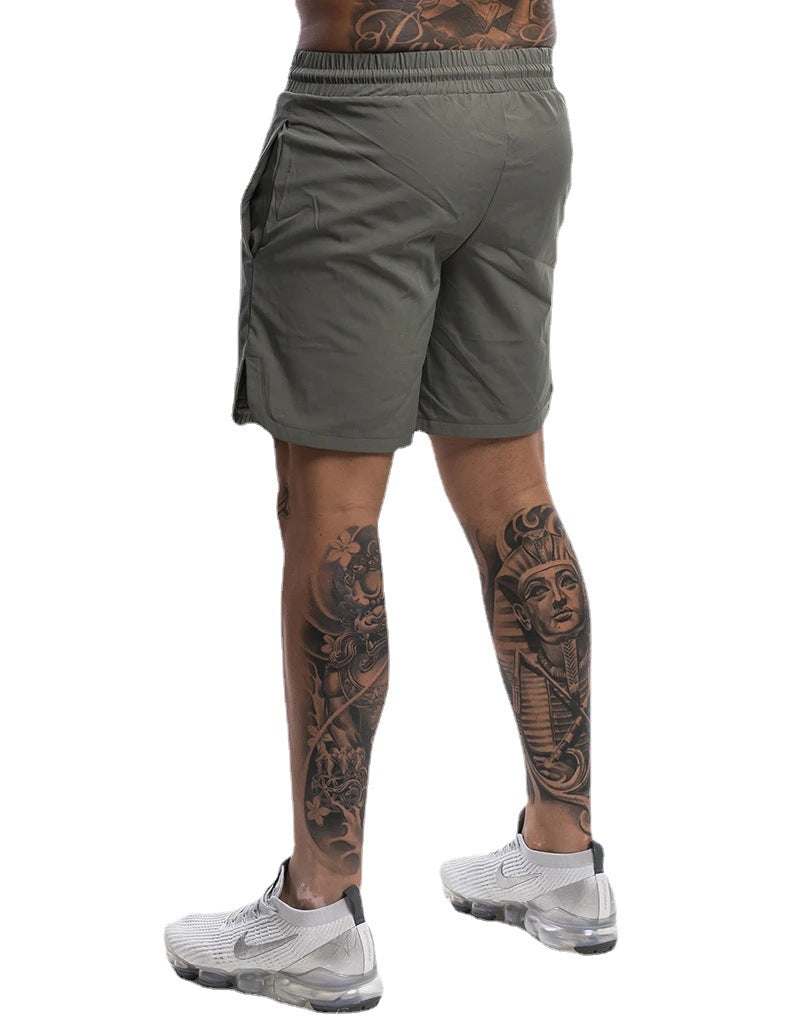 Men's solid color breathable cotton blend workout shorts for summer fitness and leisure sports
