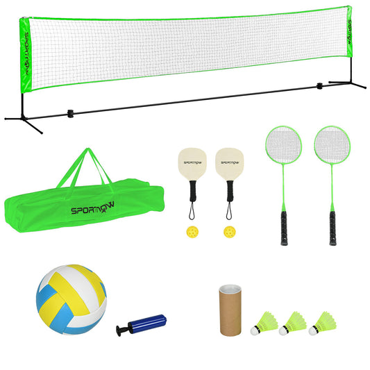 SPORTNOW Multi‑Sport Net Set – Height‑Adjustable Net for Badminton, Pickleball & Volleyball with Rackets and Shuttlecocks