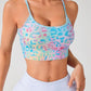 Women's Summer New Cross Thin-Strap Floral Print Daily Sports Bra