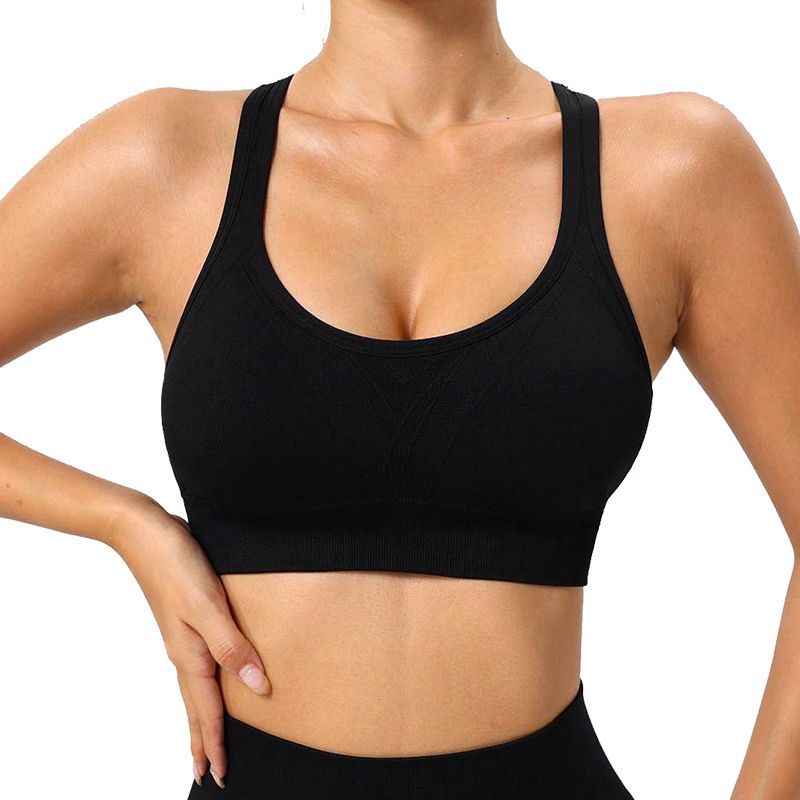 Beauty‑Back Seamless Knitted Sports Bra with Chest Pad for Women