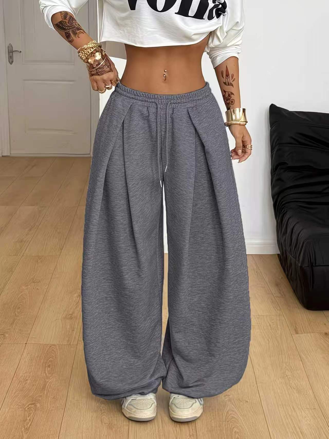 Women's pleated wide-leg sweatpants, product detail 10