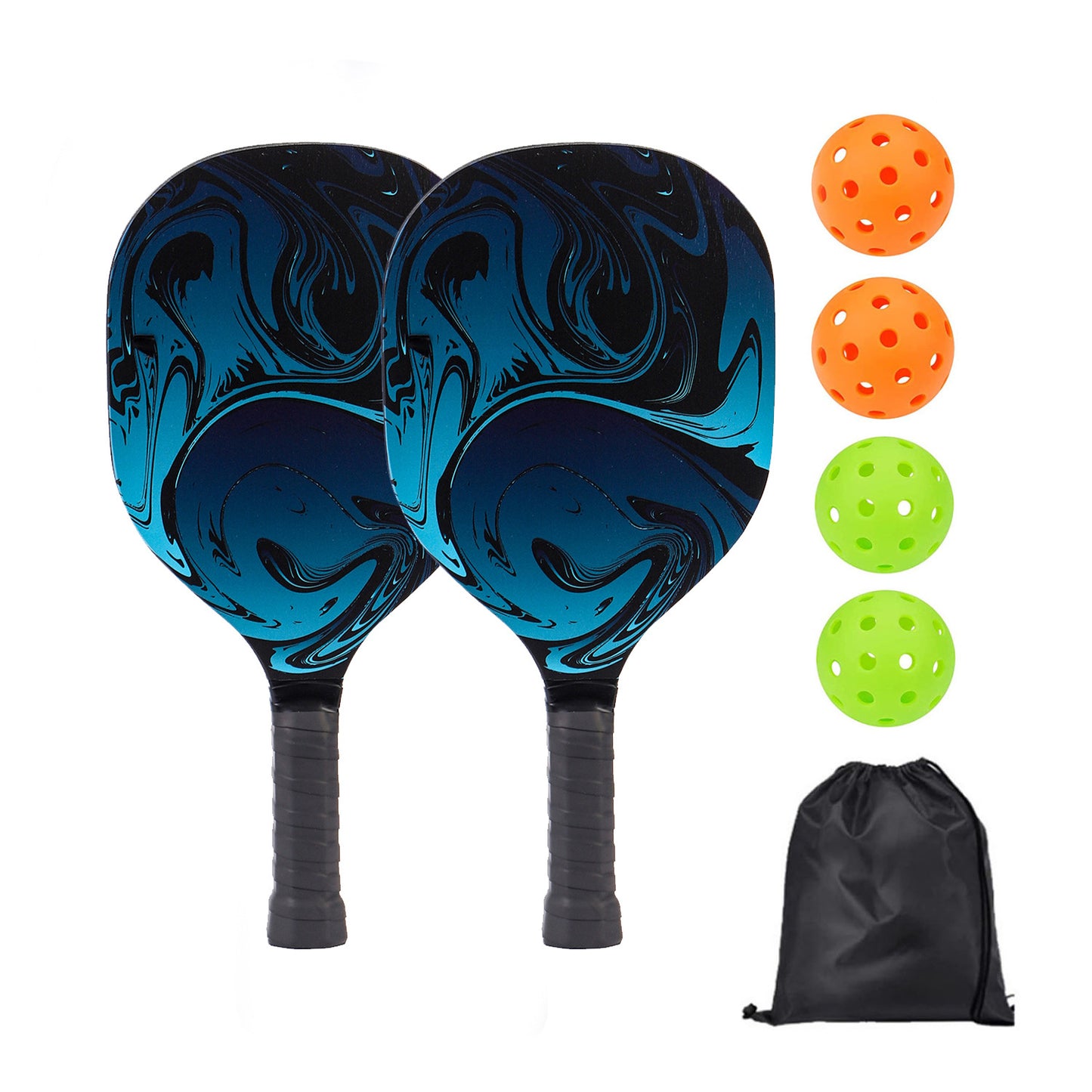 Poplar Wood Pickleball Paddle Set with UV Printing – Durable Paddles + Balls + Bag