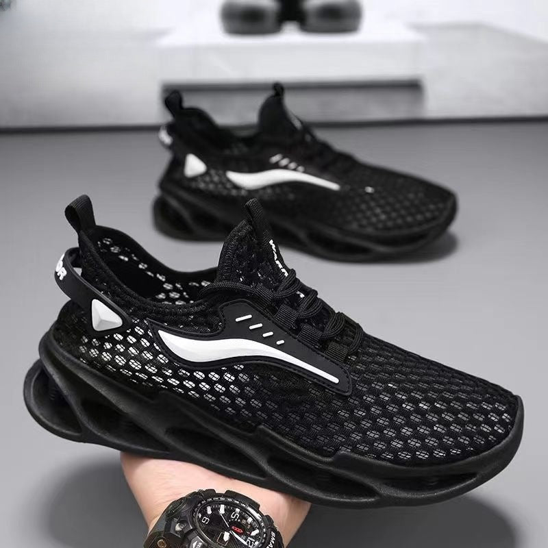 Men's Lace-up Sneakers Mesh Sports Shoes Fashion Hollow-sole Low Top