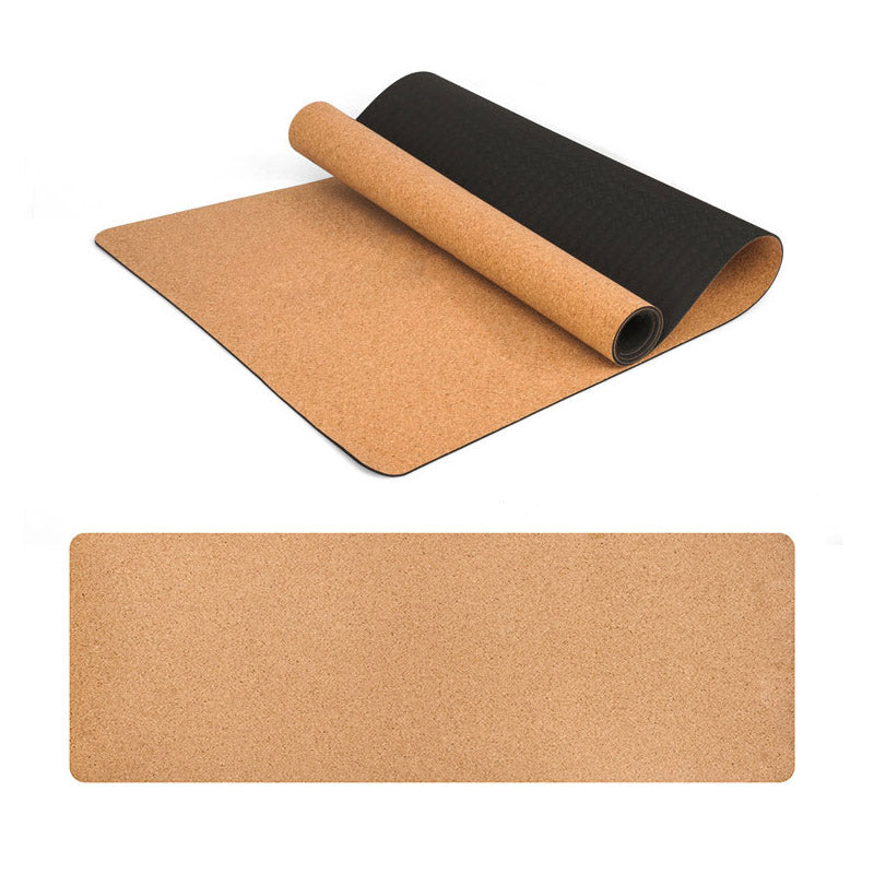 Cork Rubber Yoga Mat – Body Alignment Lines, Thick & Sweatproof