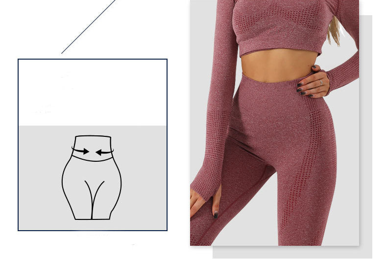 Women's seamless crop top and high-waist leggings set, product detail 3