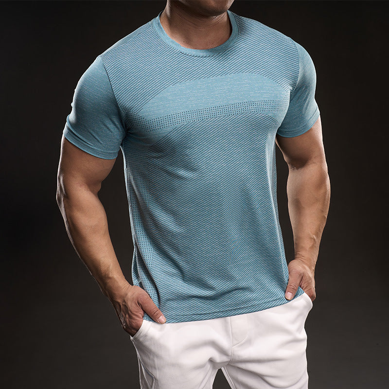 Breathable Men's Training Shirt in Blue - Side View Muscle Fit | GearrUp
