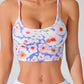 Women's Summer New Cross Thin-Strap Floral Print Daily Sports Bra
