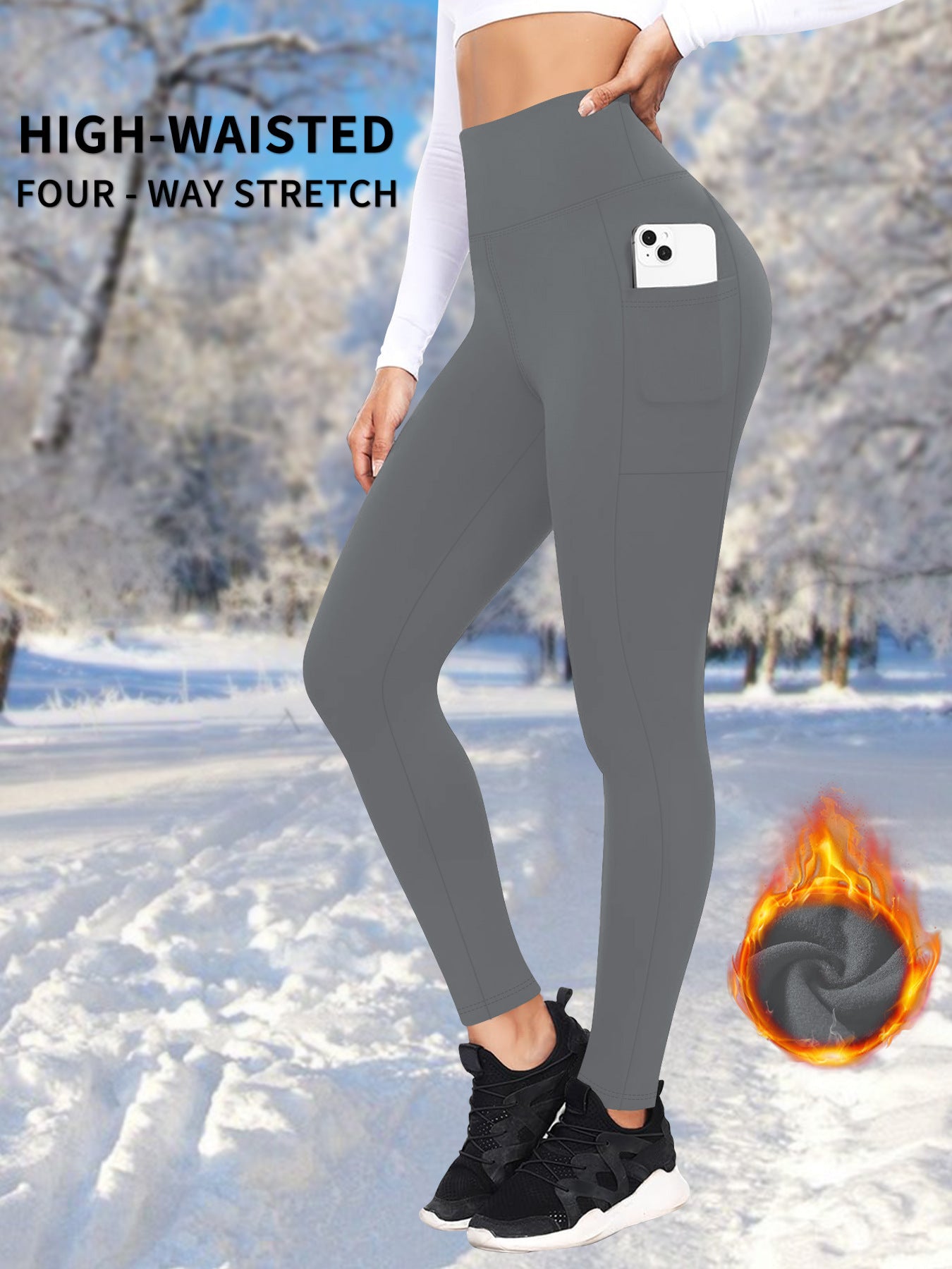 Women's Fleece Lined Yoga Pants-Warm, Soft & Pocket-Ready
