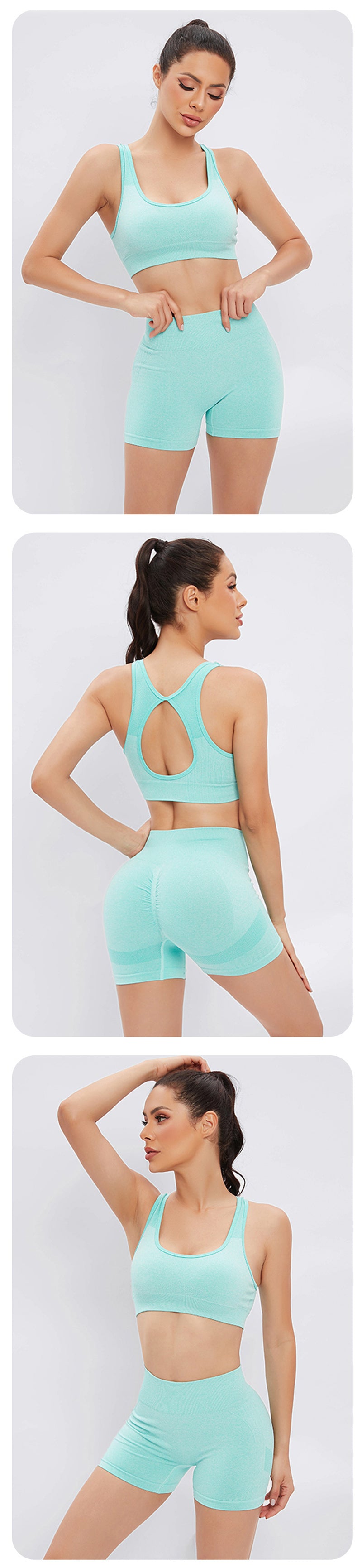 Women's seamless sports bra and shorts set, product detail 2