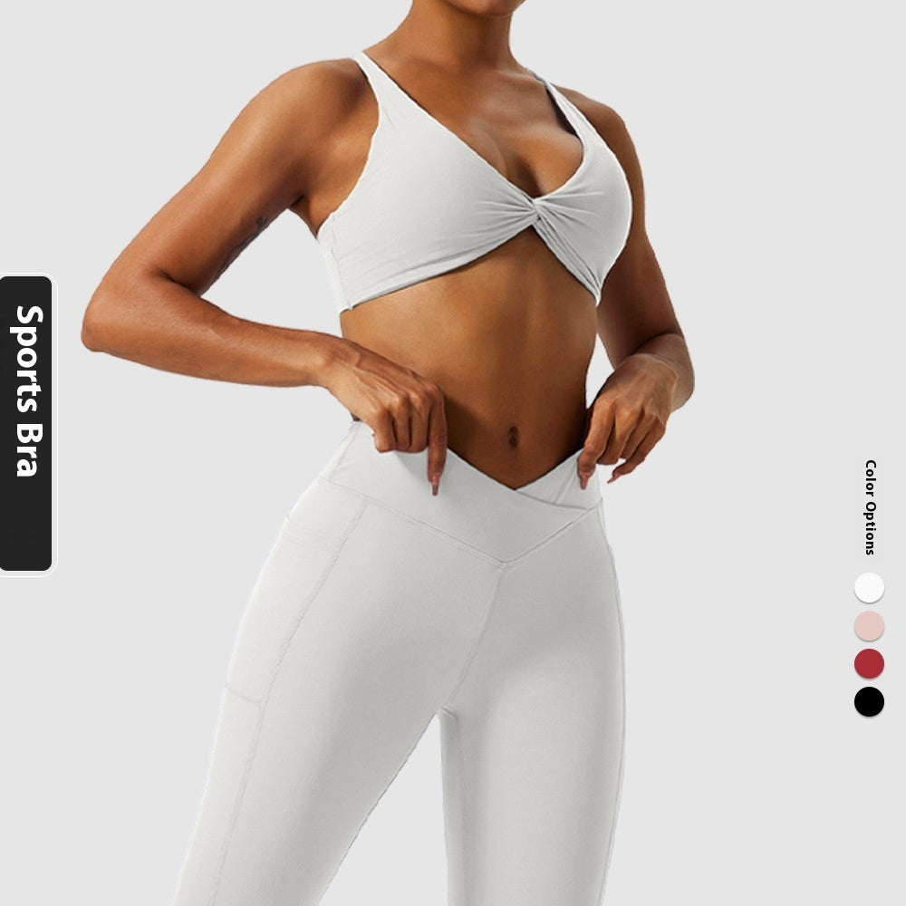 Women's Solid Color Cross Back Sports Bra