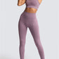 Dark Brown Solid Color Sports Bra and High Waist Leggings Active Set