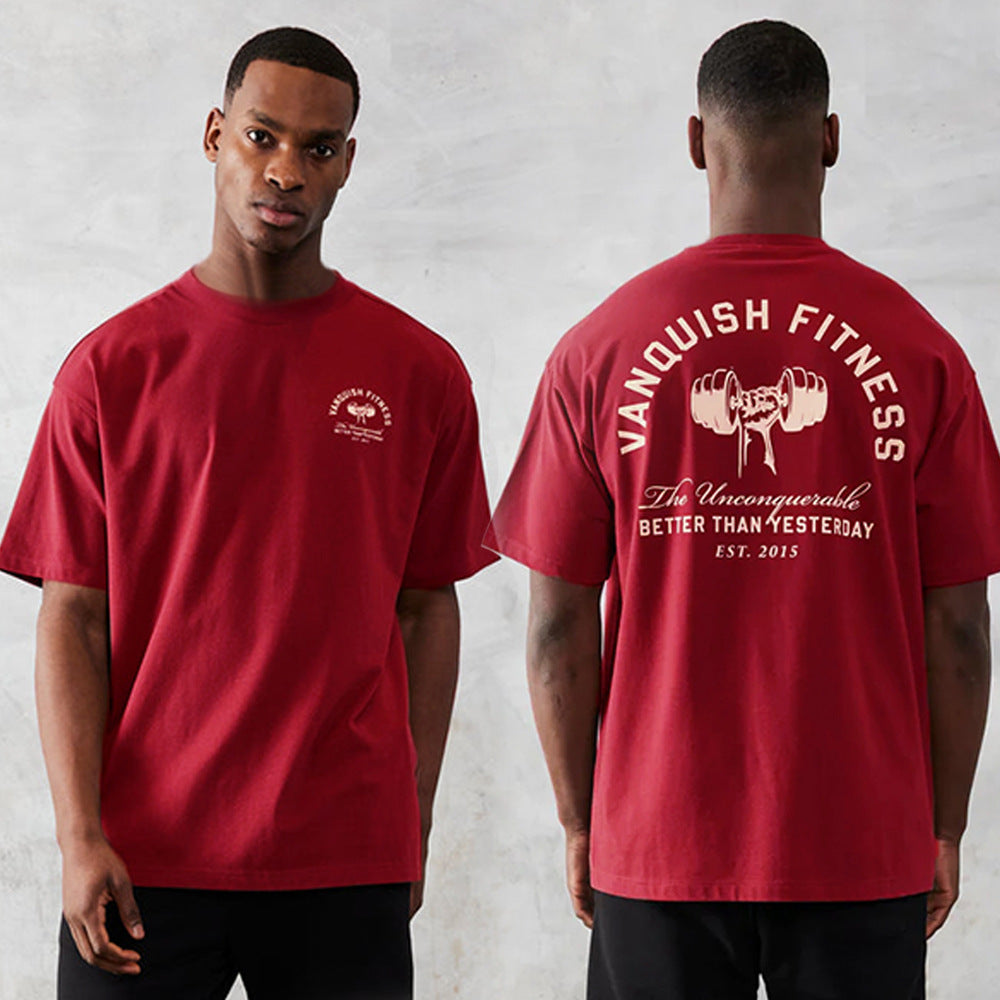 Muscle Workout Brothers Sports T-shirt in white, black, and red short sleeve cotton pullover for men.