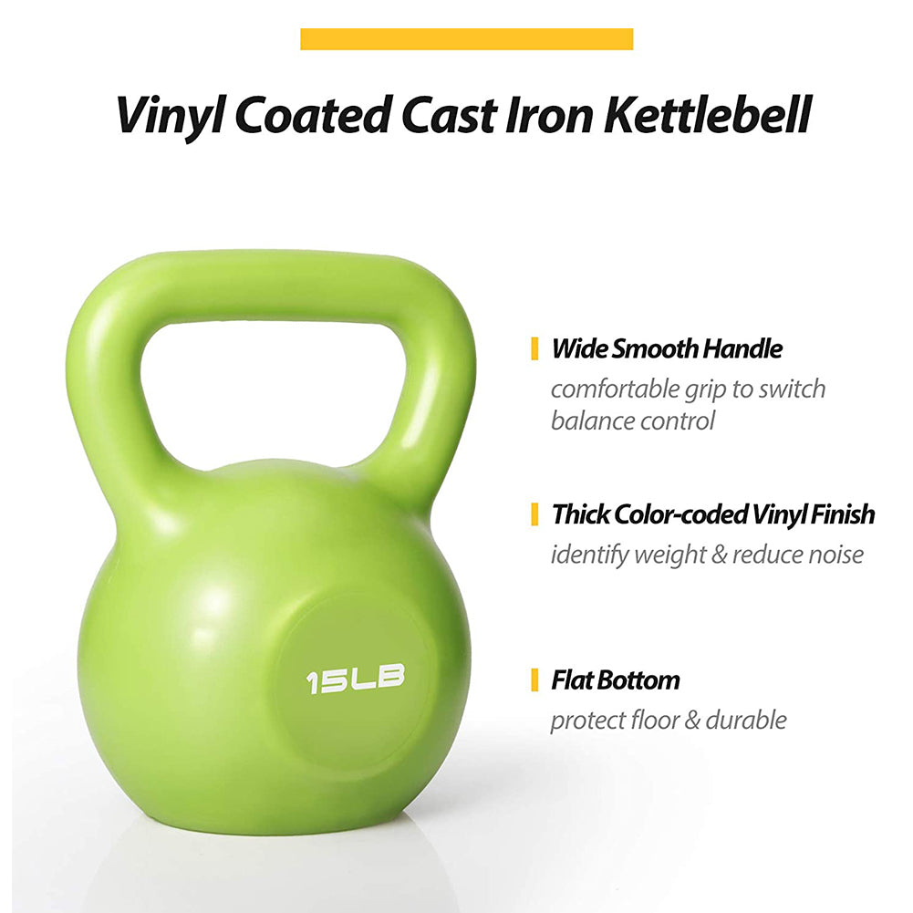 Pro-Grip 15 lb Vinyl Kettlebell – Mid-Range Strength & Functional Trainer