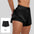 Seamless workout fitness shorts with pockets for women in blue and black
