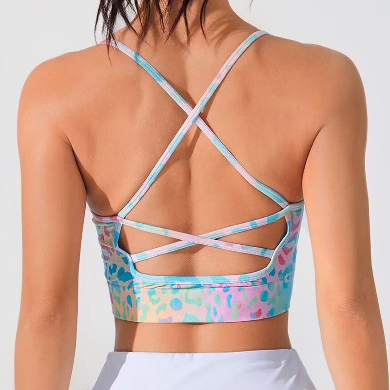 Women’s Summer Cross Thin‑Strap Floral Sports Bra – Breathable Daily Activewear