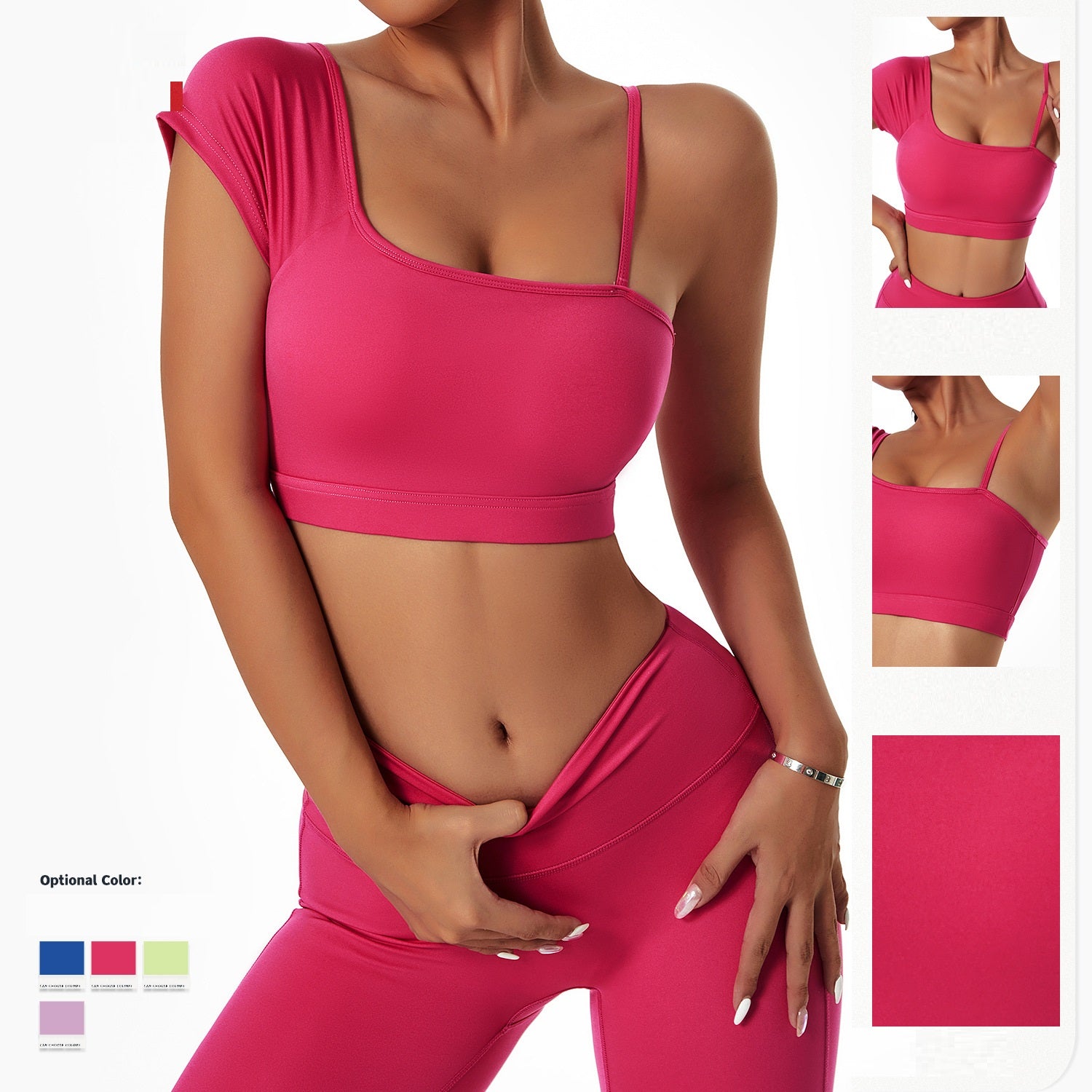 Women’s Off‑Shoulder Yoga & Running Set – Sports Bra + Tights
