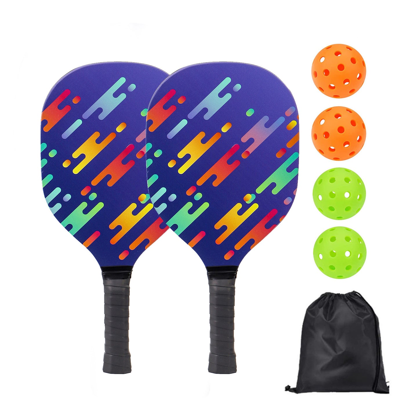 Poplar Wood Pickleball Paddle Set with UV Printing – Durable Paddles + Balls + Bag