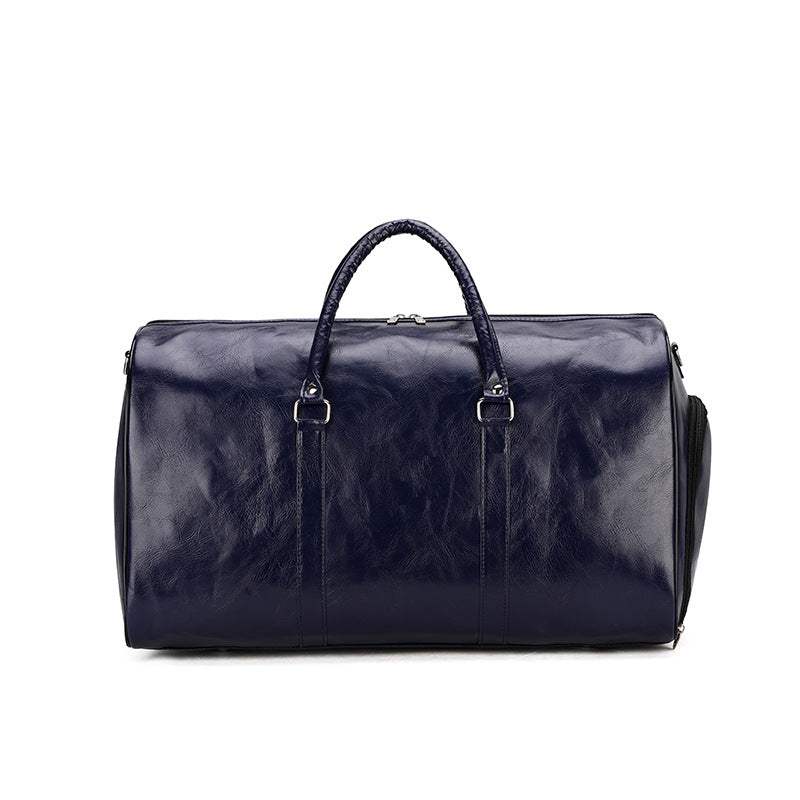 Retro business trip men's large capacity sports gym bag in PU leather with waterproof and breathable features
