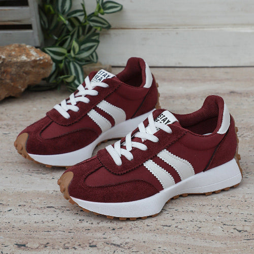 Urban Cloud: Women’s Striped Platform Sneakers – Breathable Everyday Walkers