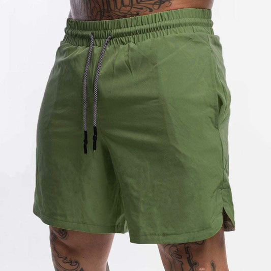 Men's solid color breathable cotton blend workout shorts for fitness and leisure sports