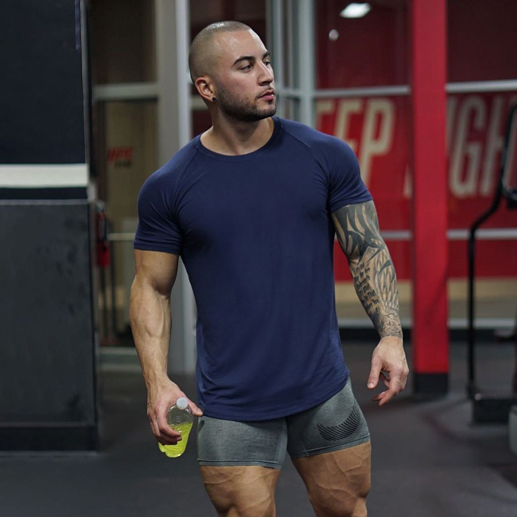Men's sports and leisure running fitness workout cotton T-shirt in multiple colors and sizes