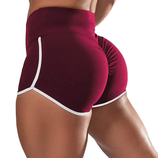 Women plus size high waist solid hip lifting tight running workout shorts on model