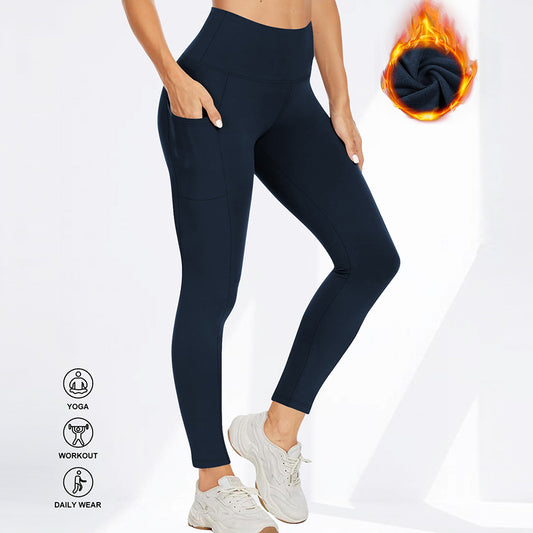 Autumn And Winter Warm Pocket Plus Velvet Yoga Pants